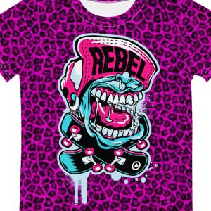 Rebel Dark Pink Leopard Barn T-shirt